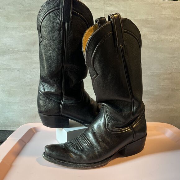 Vintage Boots & Boogie Santa Fe Men’s Black Leather Cowboy Boots Size 9.5 D main image 7